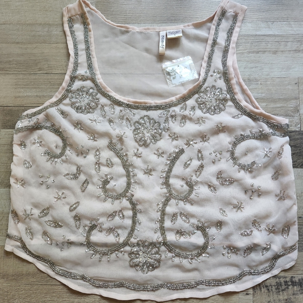 NEW Embellished Sheer Sleeveless Top